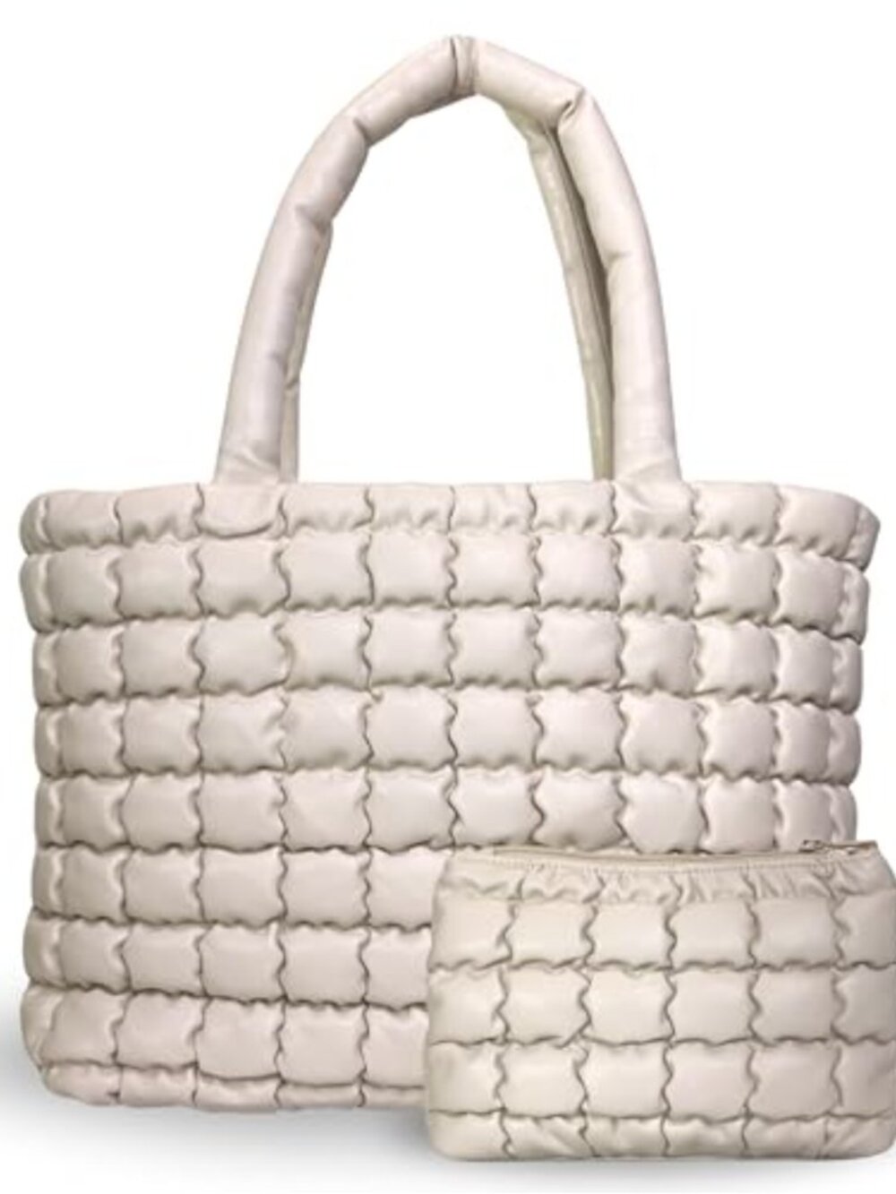Cloud Puffer Tote Bag Set Quilted Shoulder Bag with Insert Pouch